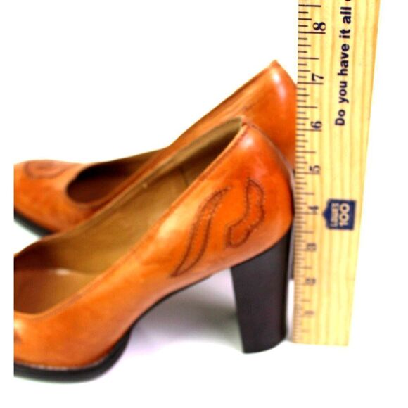 Enzo Angiolini BROWN REAL LEATHER HIGH HEEL ROUND TOE CLASSIC PUMP SHOES Sz 9.5M - Picture 8 of 11